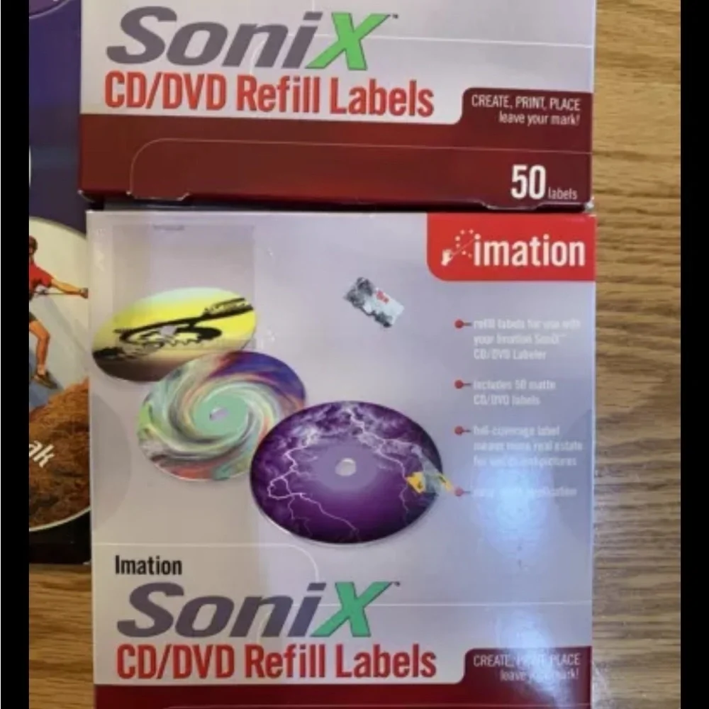 Lot- Imation SONIX Kit CD & DVD Label Maker Kit System Extra Refill Label Packs